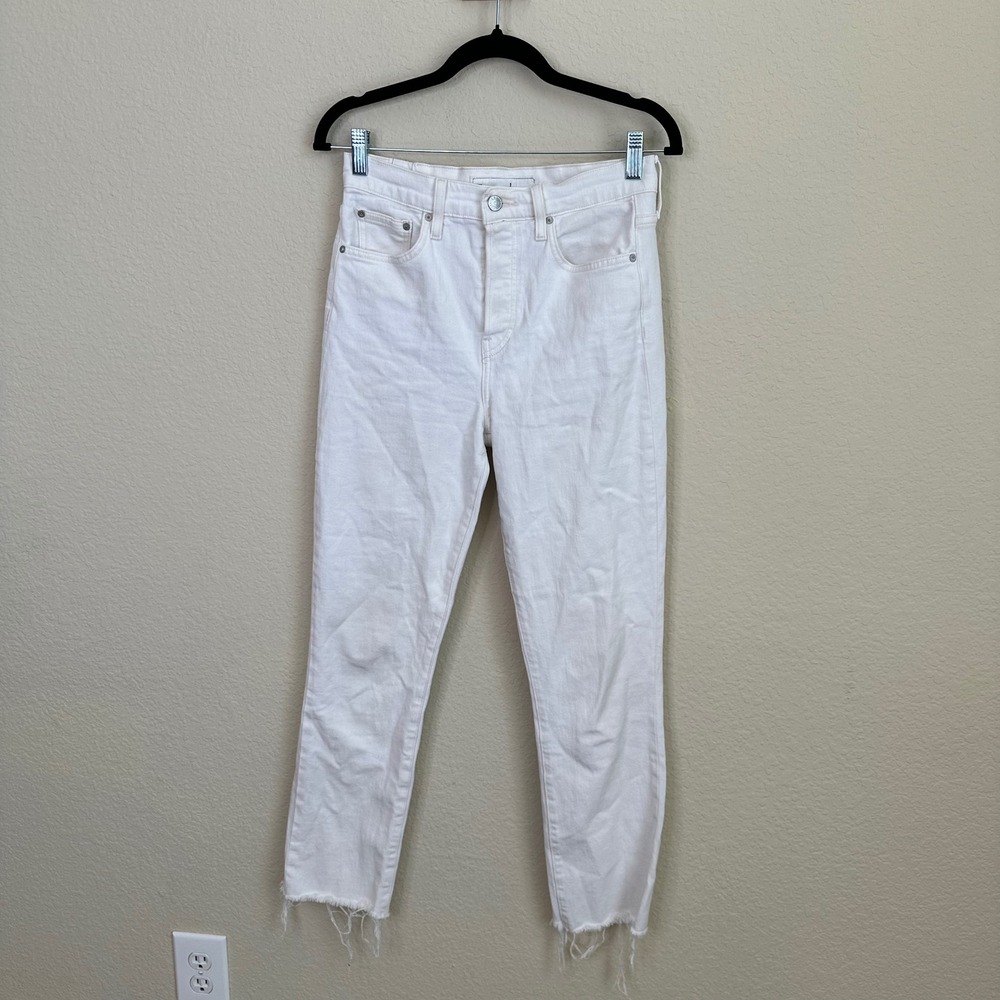 Frank & Eileen Cork White High Rise Raw Hem Straight Leg Jeans Size 27 Coastal